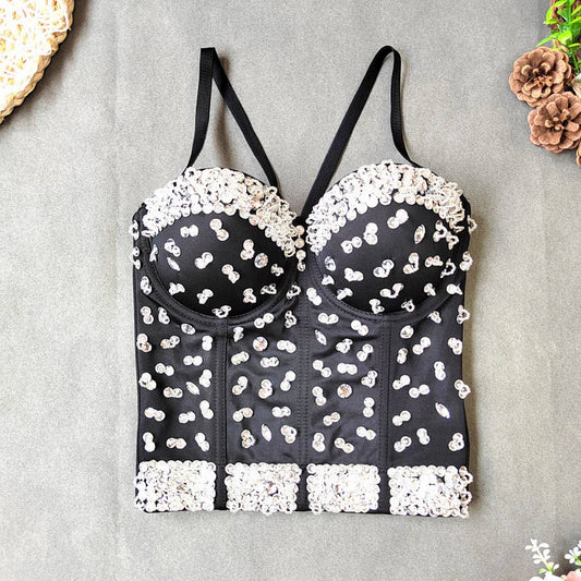 NEW SLIM FIT SEQUINED HERRINGBONE CORSET