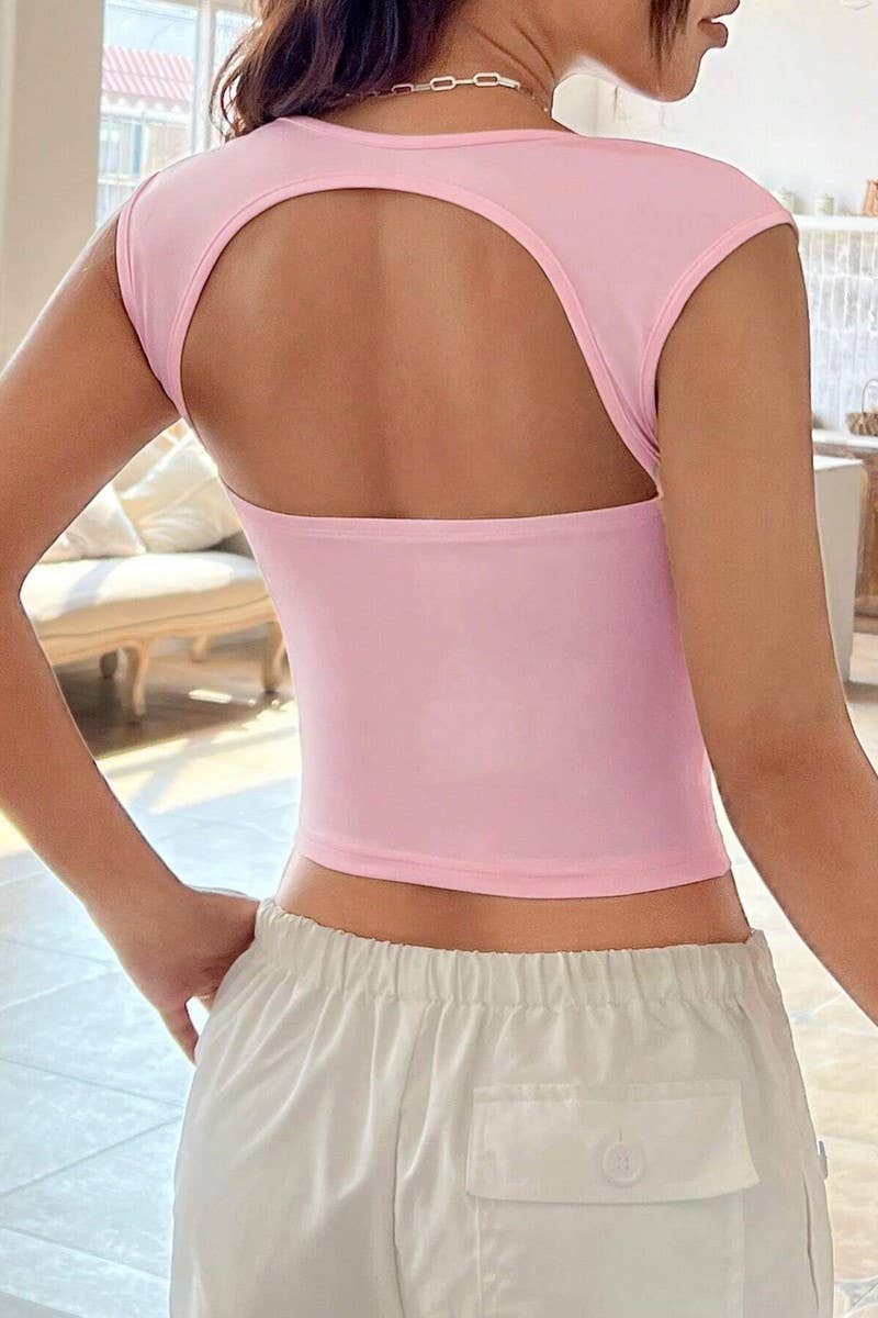 CWTTK1132_RUCHED FRONT BACKLESS SLIM FIT TANK TOP