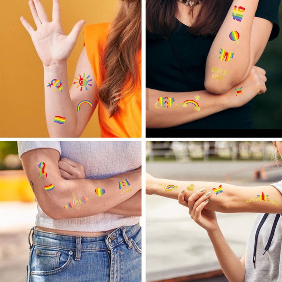 Rainbow Heart & Sun Tattoos ??Metallic & Fun_CWMM8233