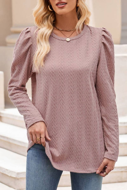 CWTBLL2715_CREW-NECK LONG-SLEEVED TOP WITH PUFFED SLEEVES