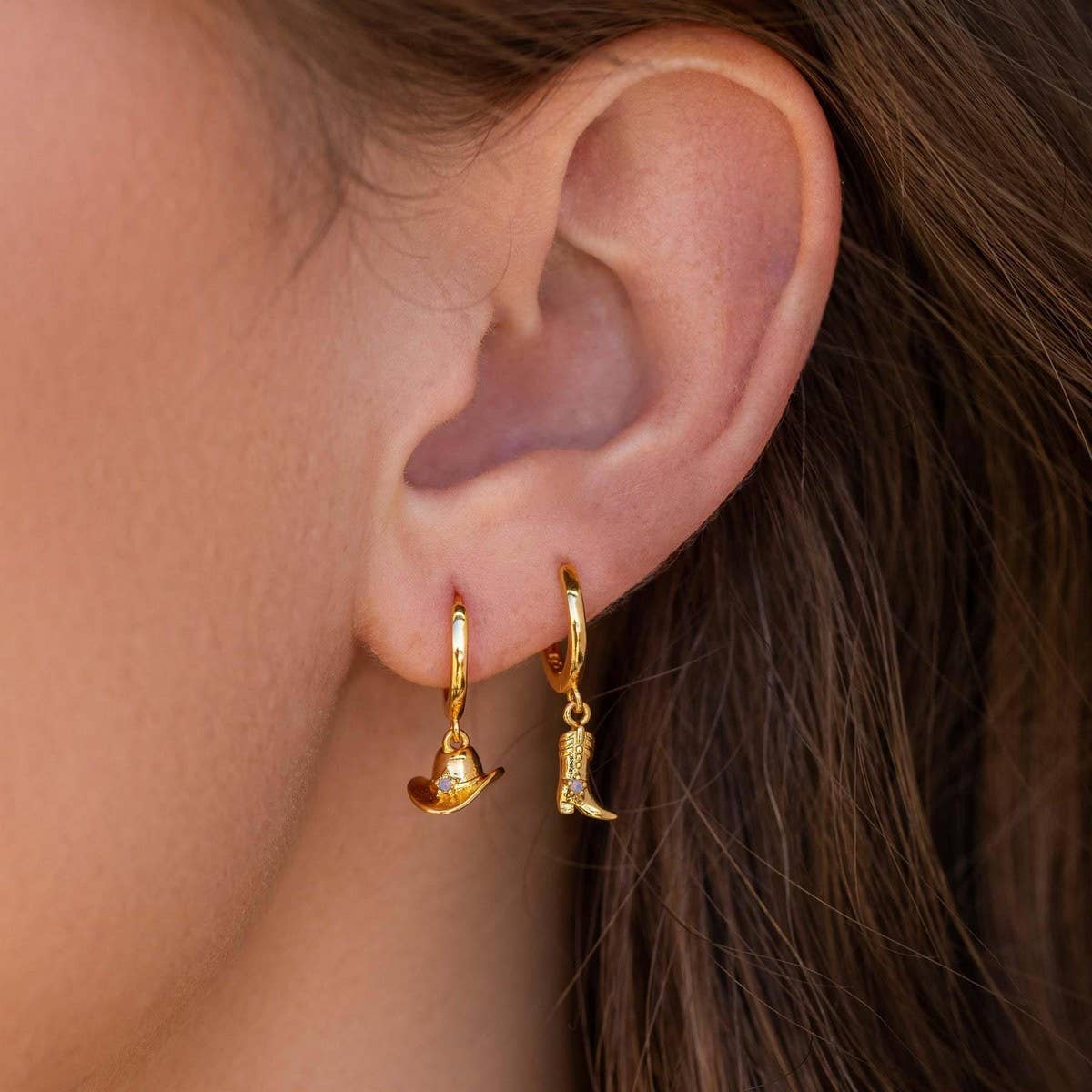 Cowboy boots hat pendant earrings