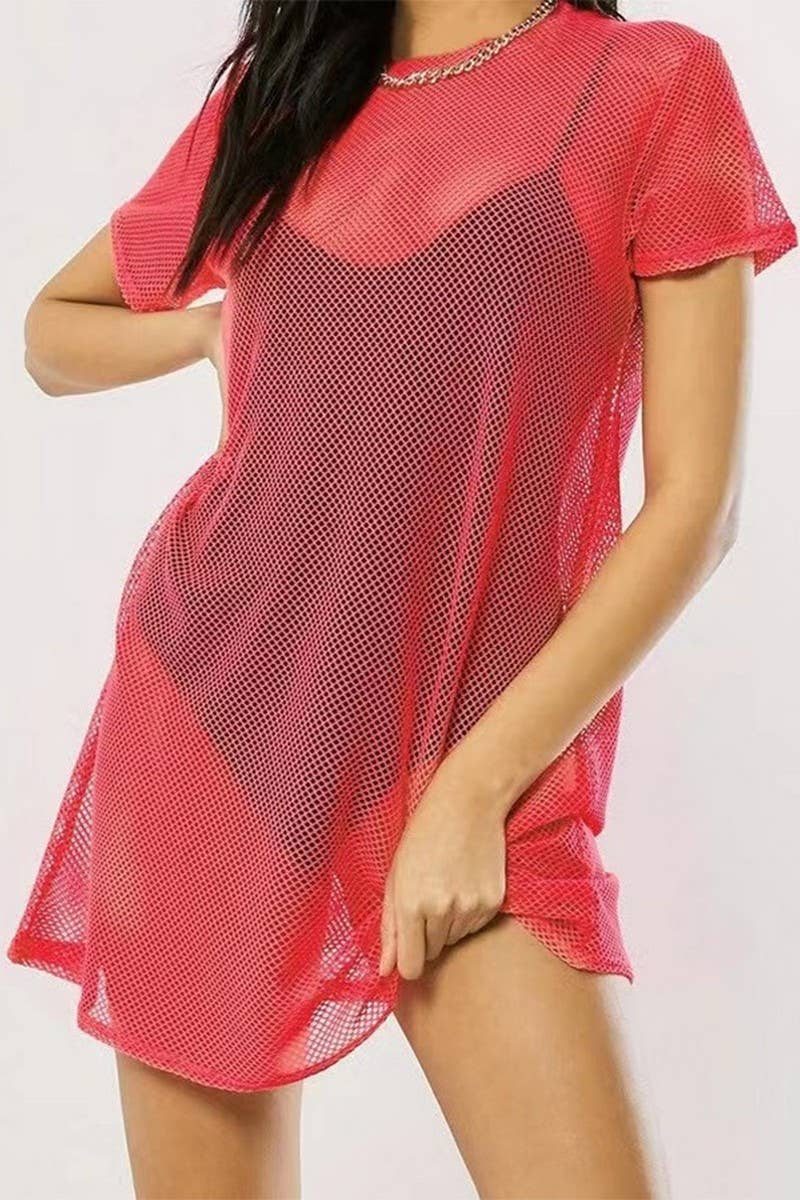 CWTTS1437_SEXY NEON FISHNET HOLLOW OUT MESH CROP TOP