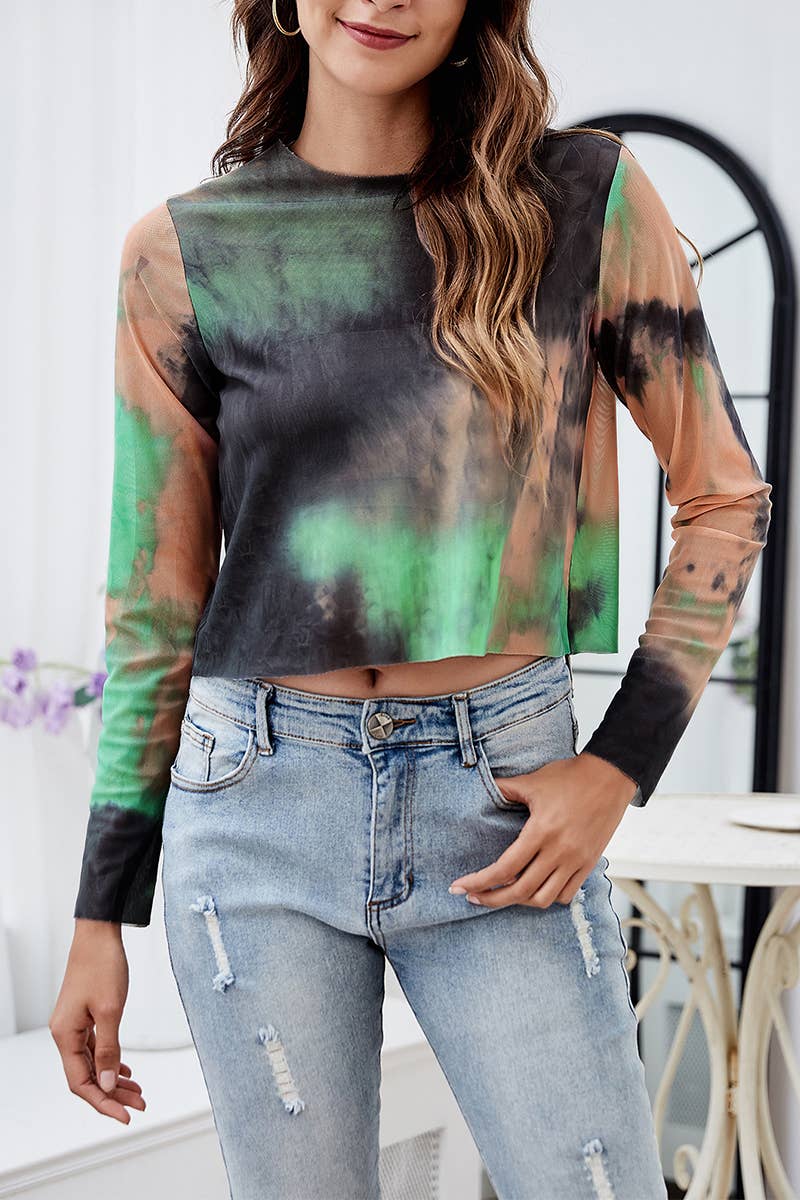 CWTTL2024_SUMMER LOOSE TIE-DYE CROPPED T-SHIRT
