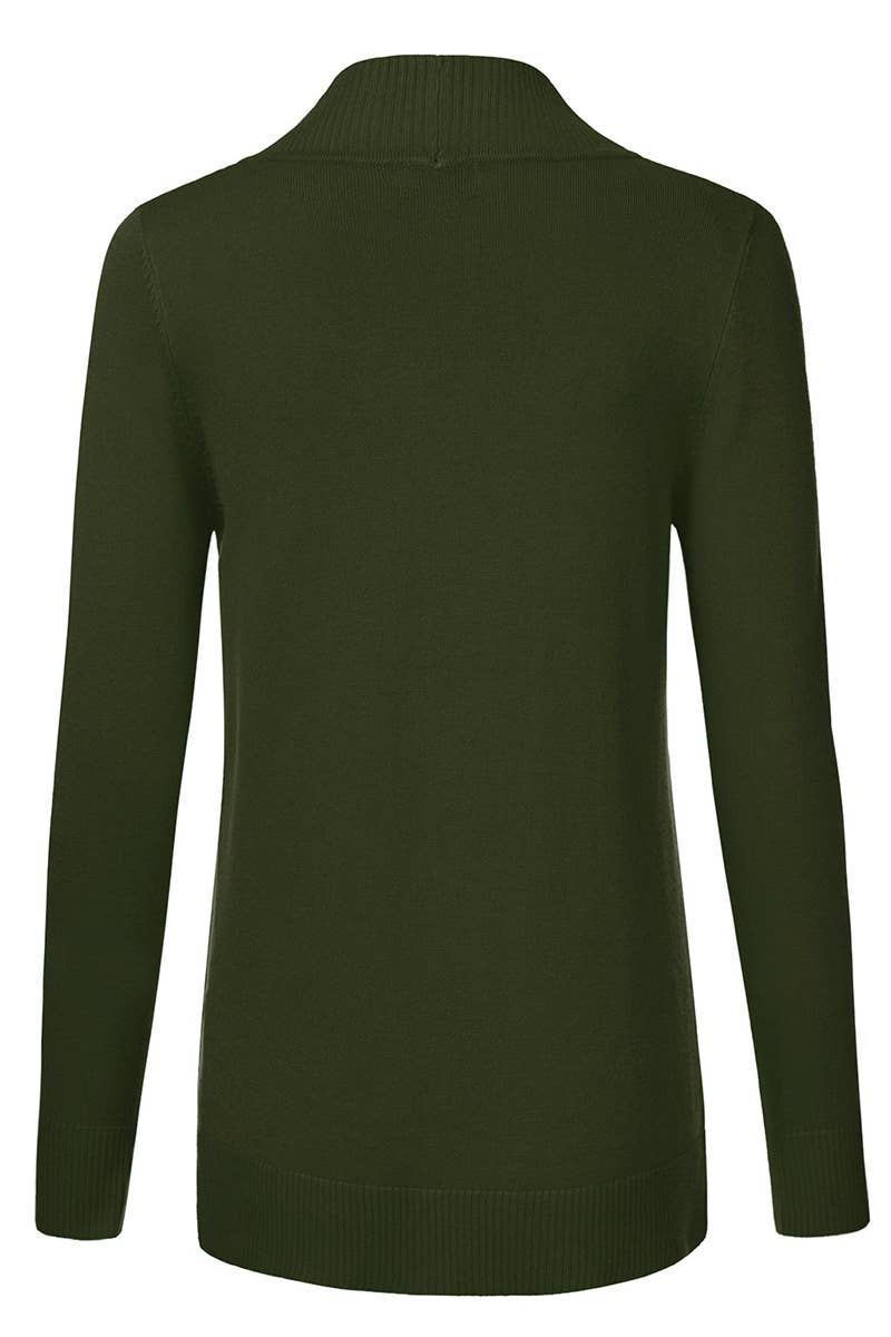 AWOCAL313_Open Front Long Sleeve Pockets Sweater Cardigan