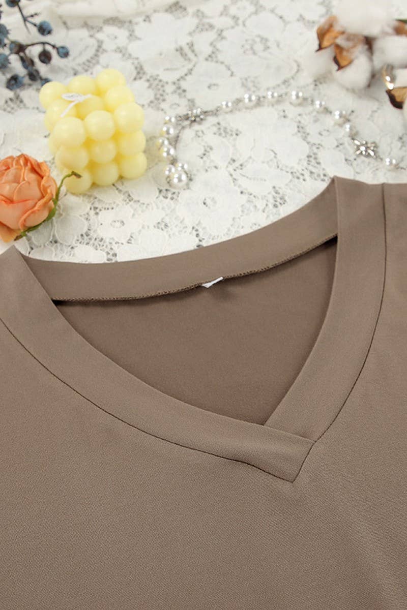 CWSPJ0322_KNITTED V-NECK LONG-SLEEVED TROUSERS PAJAMA SET