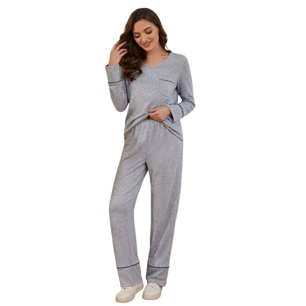 Casual long sleeved trousers pajamas two sets