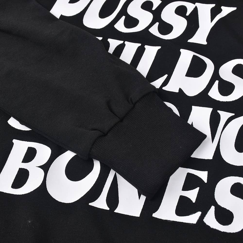 Color-blocking letter printed round-neck hoodie