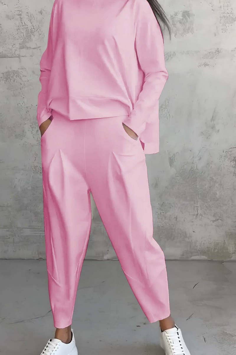 CWSS01308_IRREGULAR SWEATSHIRT AND HAREM PANTS SET