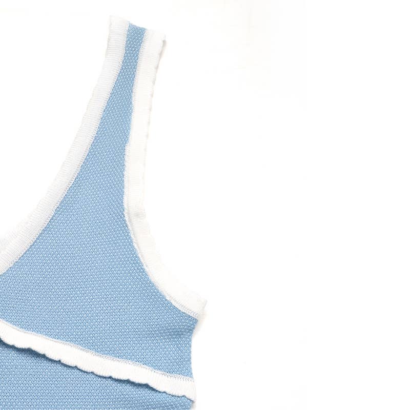 Bow-shaped slimming knitted halter top