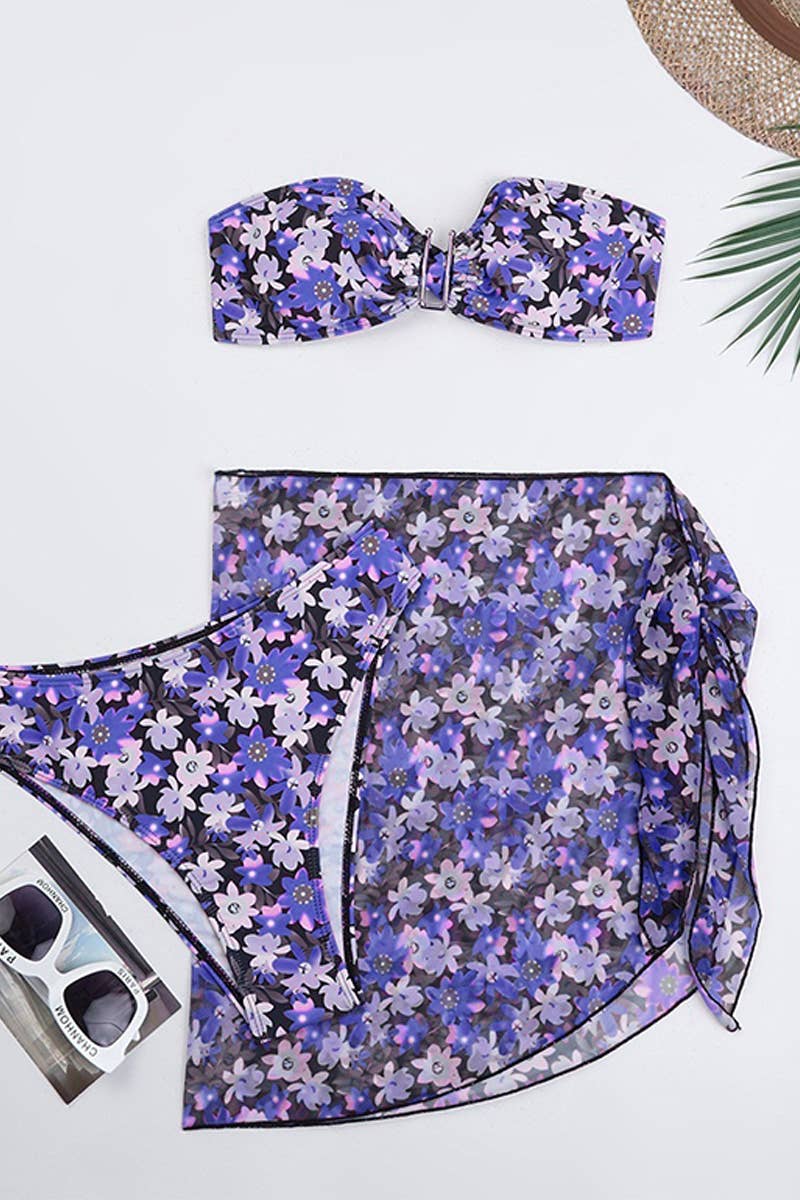 CWMW0796_METAL U-SHAPED THREE PIECE SWIMSUIT SET