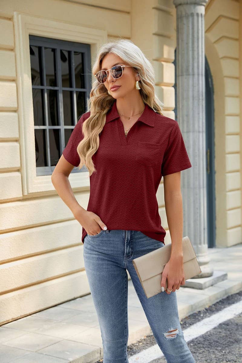 CWTTS0817_V-Neck Short Sleeve Knit Top