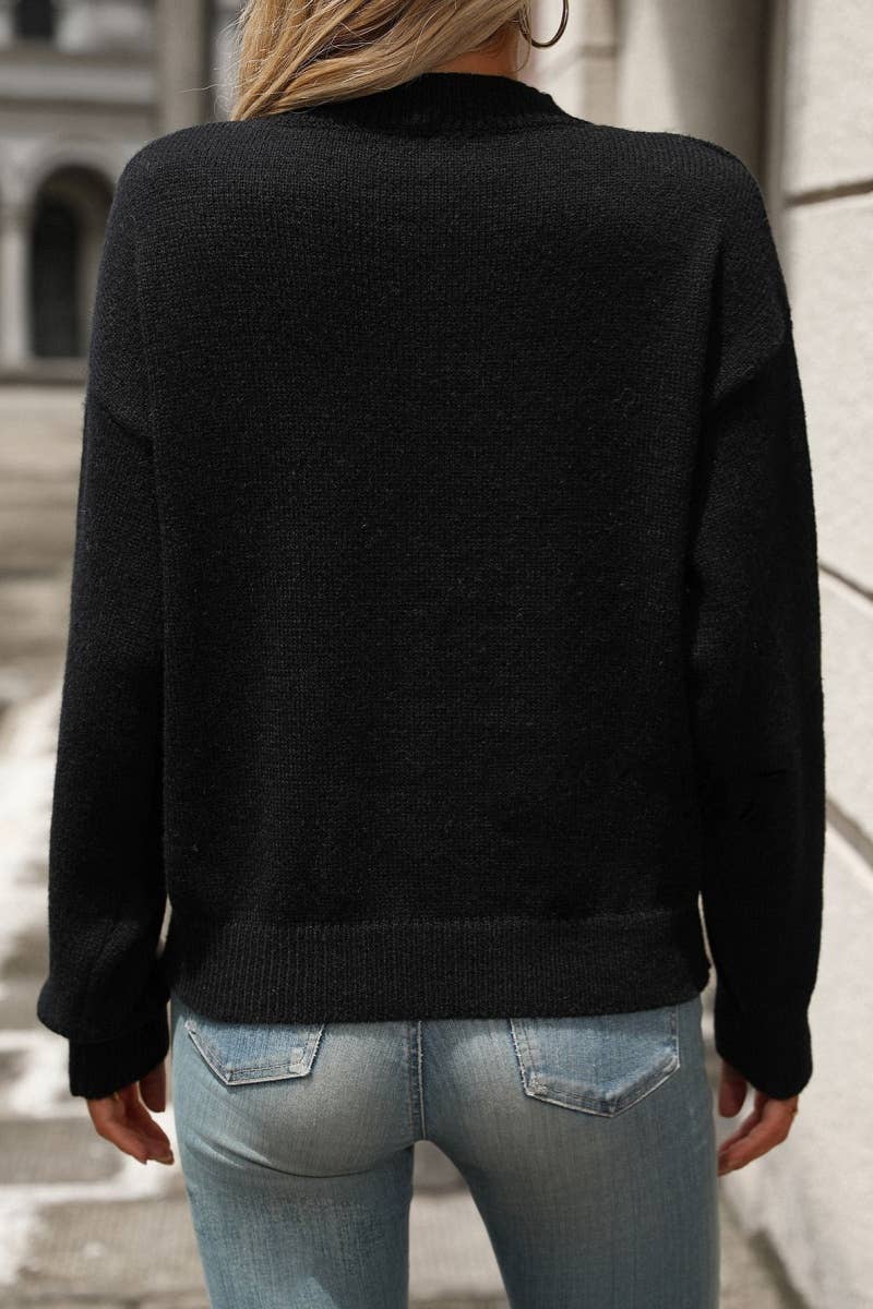 CWOSWL6515_KNITTED LOVE PATCHWORK LONG-SLEEVED SWEATER