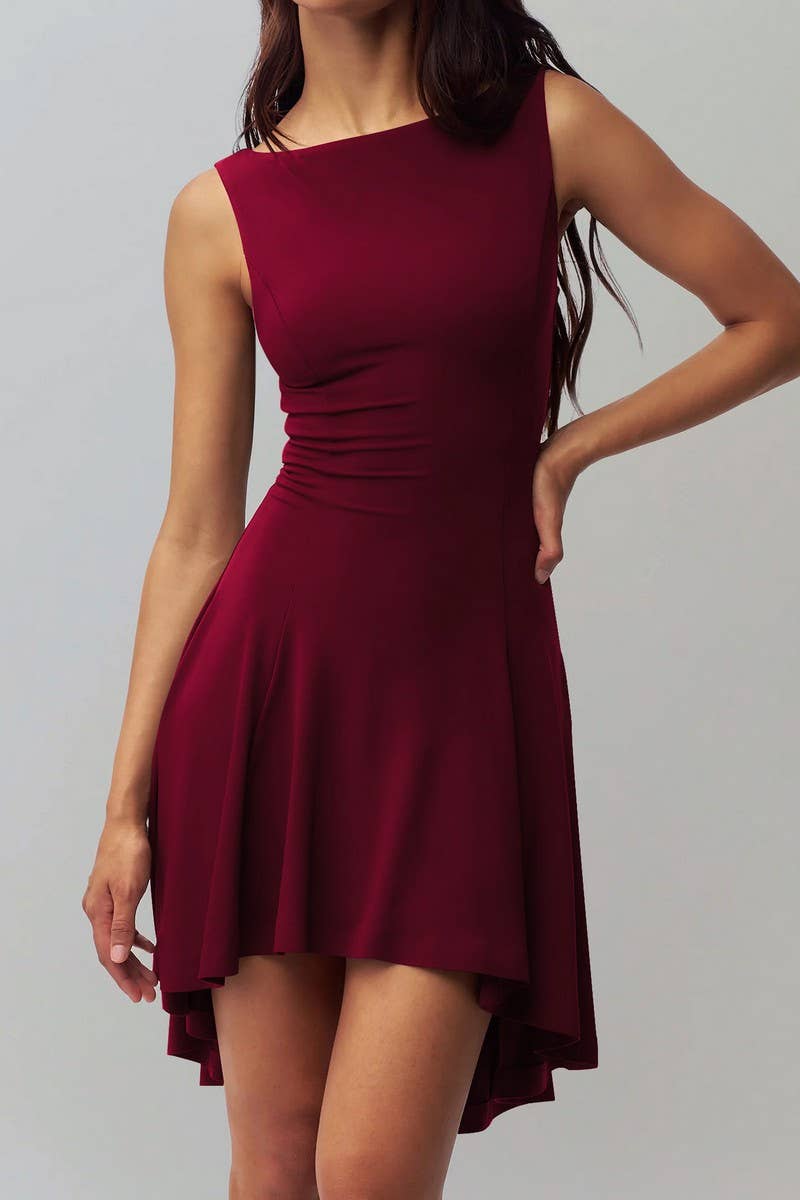 CWDSD8794_SOLID SLEEVELESS SEXY OFF-SHOULDER DRESS
