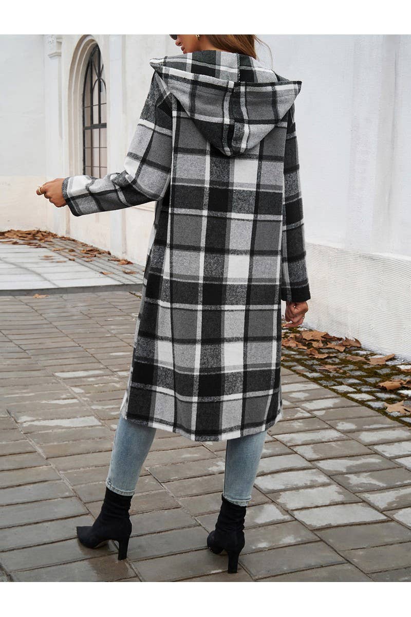 CWOCO0235_Casual Plaid Button Hooded Long Coat