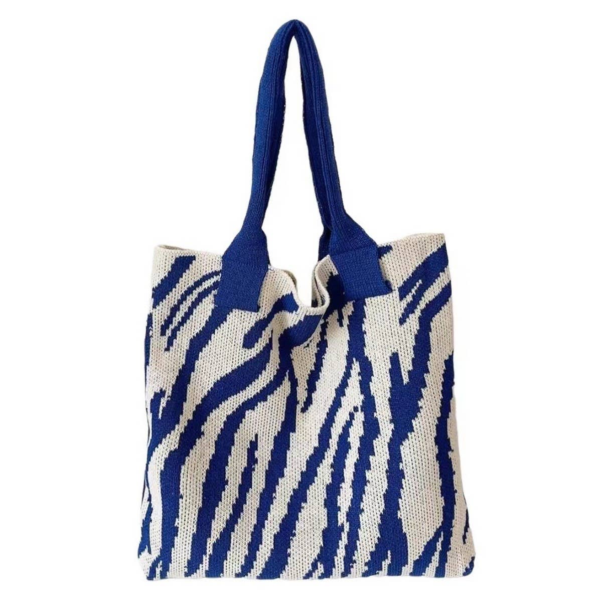 CWAB1955_STYLISH KNITTED STRIPED TOTE BAG