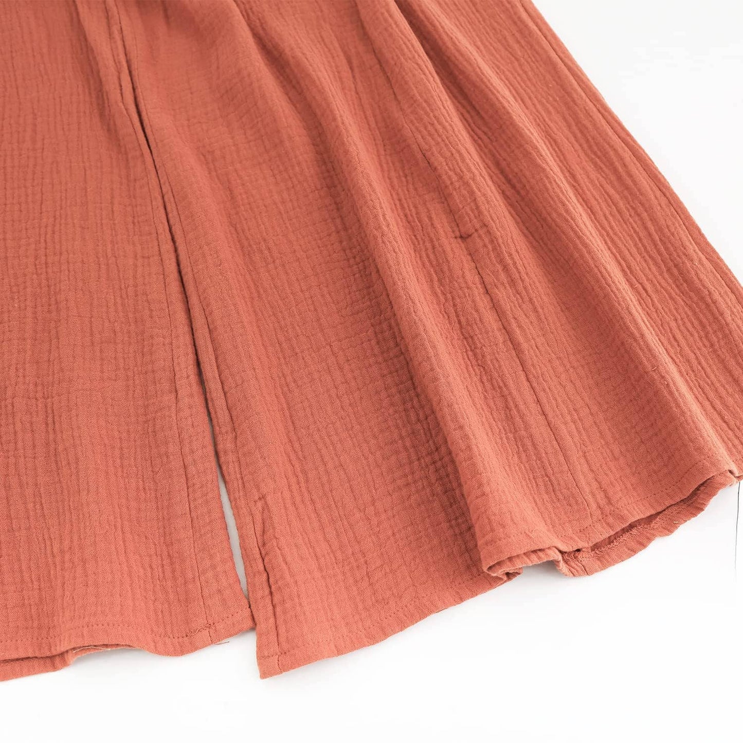 ELASTIC HIGH-WAISTED COTTON WIDE-LEG PANTS