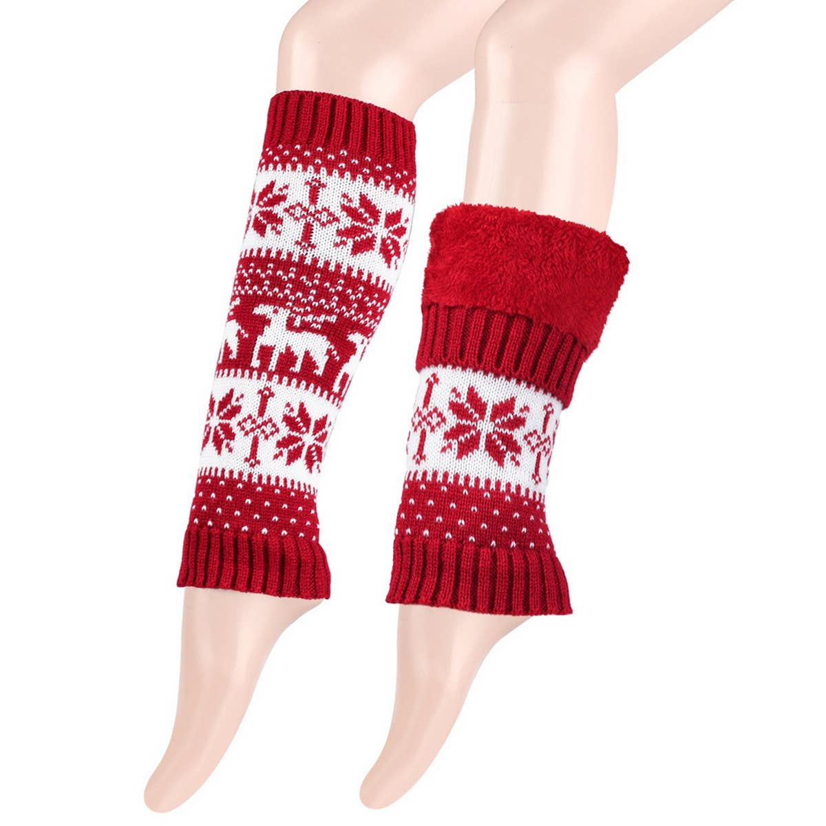 CWMM10079_CHRISTMAS CHUNKY KNIT FLEECE LEG WARMERS
