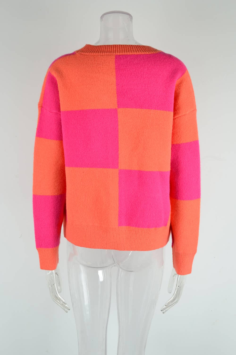 CARDIGAN SWEATER PLAID PATCHWORK KNIT COAT