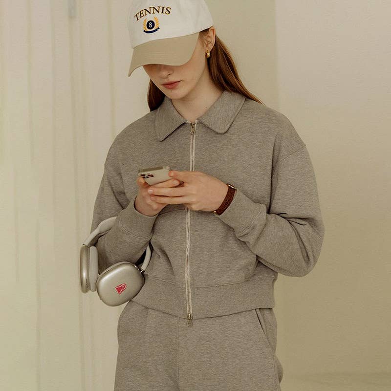 Casual lapel top sweatpants and sportswear set