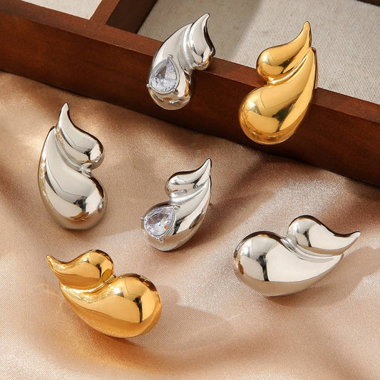 18K GOLD PLATED DOUBLE-LAYER TEARDROP EARRINGS_CWMM3654