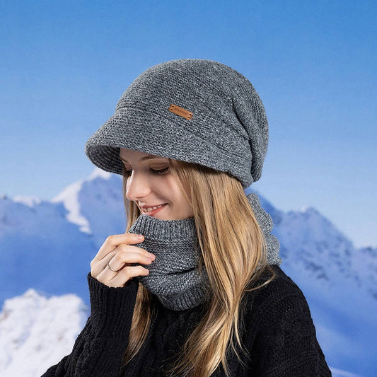 WINTER WARM KNITTED HAT AND SCARF SET