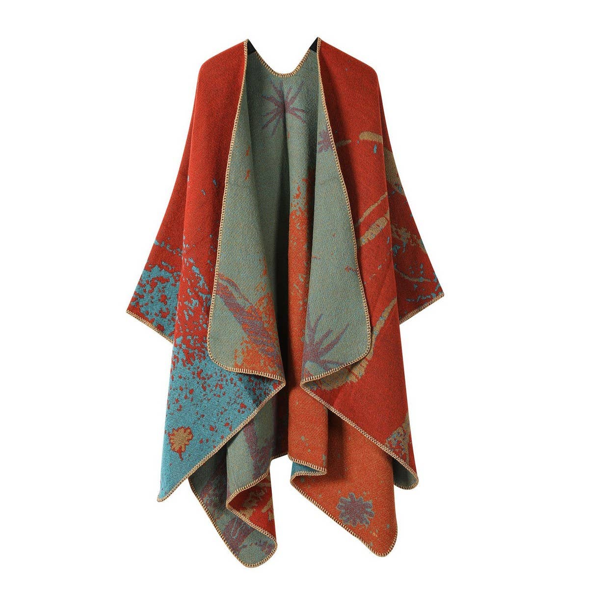 PLAIN ALL-MATCH SHAWL KNITTED CAPE SCARF_CWASC2181