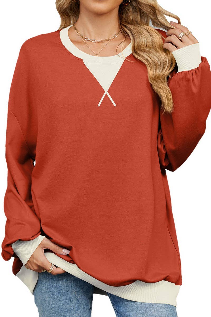 CWTBLL01311_CREW NECK COLORBLOCK LONG SLEEVE SWEATSHIRT