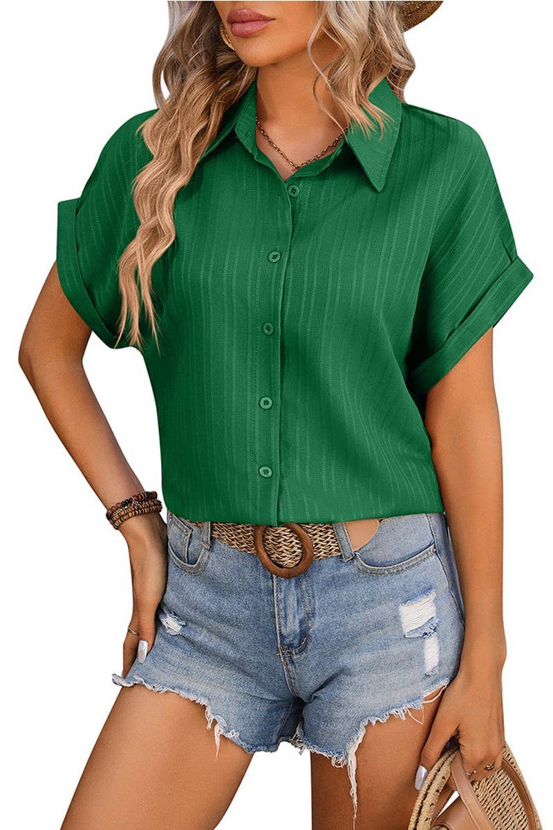 CWTSTS0432_SHORT SLEEVED CASUAL SHIRT WITH LOOSE SHOULDERS