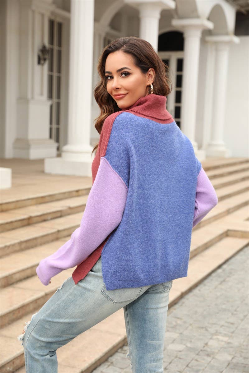 CWOSWL1686_Turtle Neck Long Sleeve Pullover Sweater