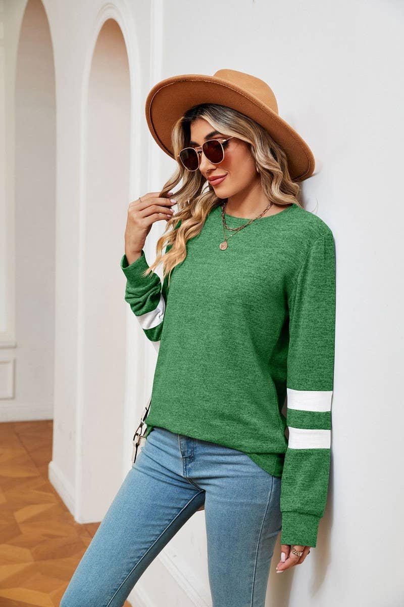CWTBLL2387_ROUND NECK LONG SLEEVE COLORBLOCK BOTTOMING TOP