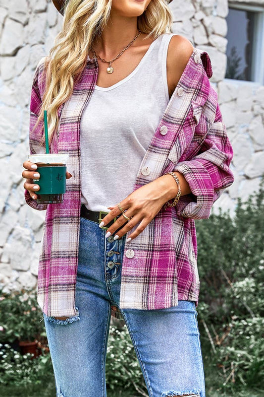 CWTSTL1712_AUTUMN PLAID SHIRT LONG SLEEVE TOP COAT