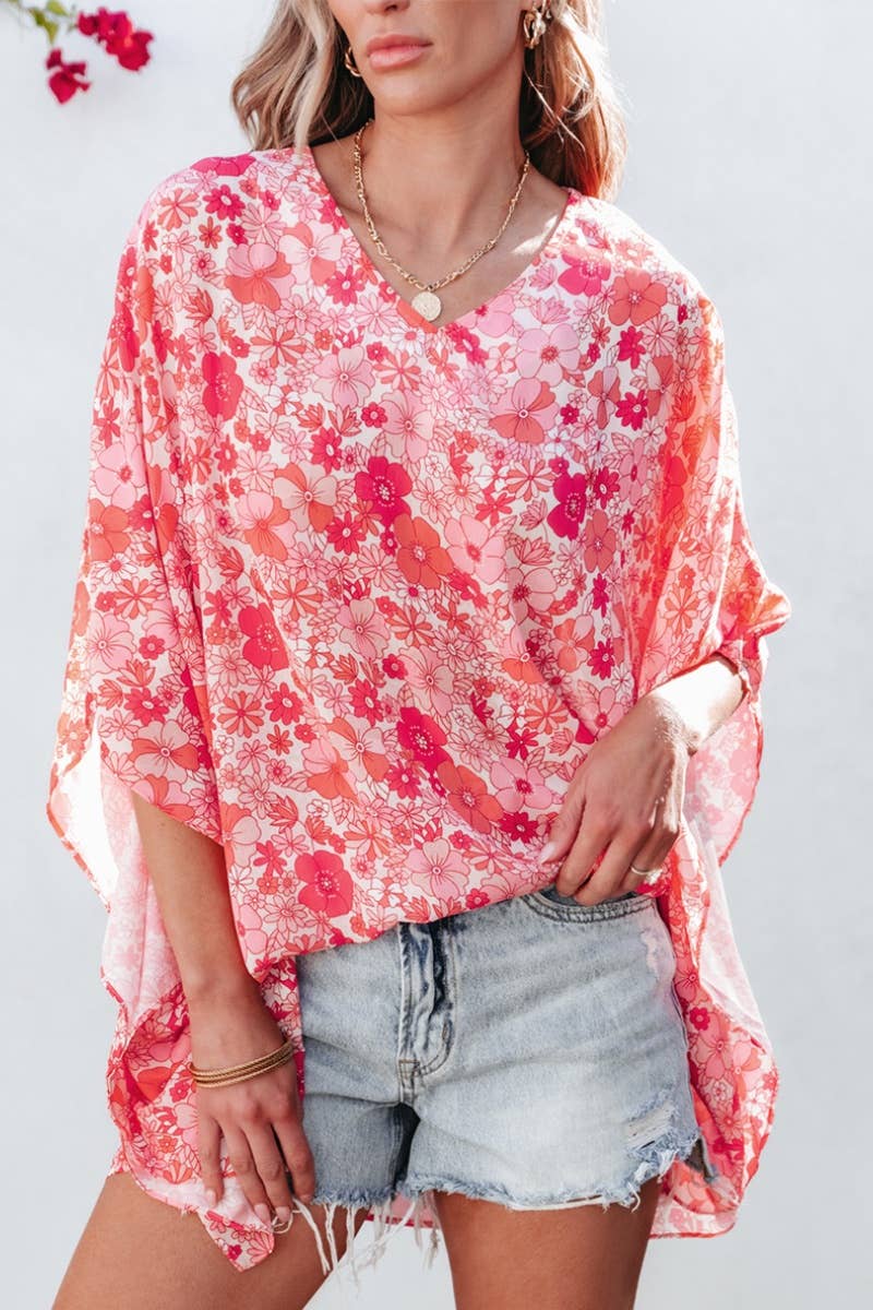 CWTBLL1159_V-NECK MID-LONG SLEEVE FLORAL PRINT TOP