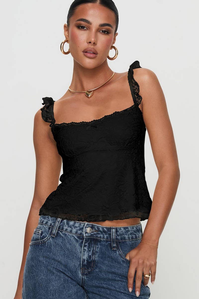 CWTTK0934_SOLID COLOR SEXY LACE PANEL CAMI TOP