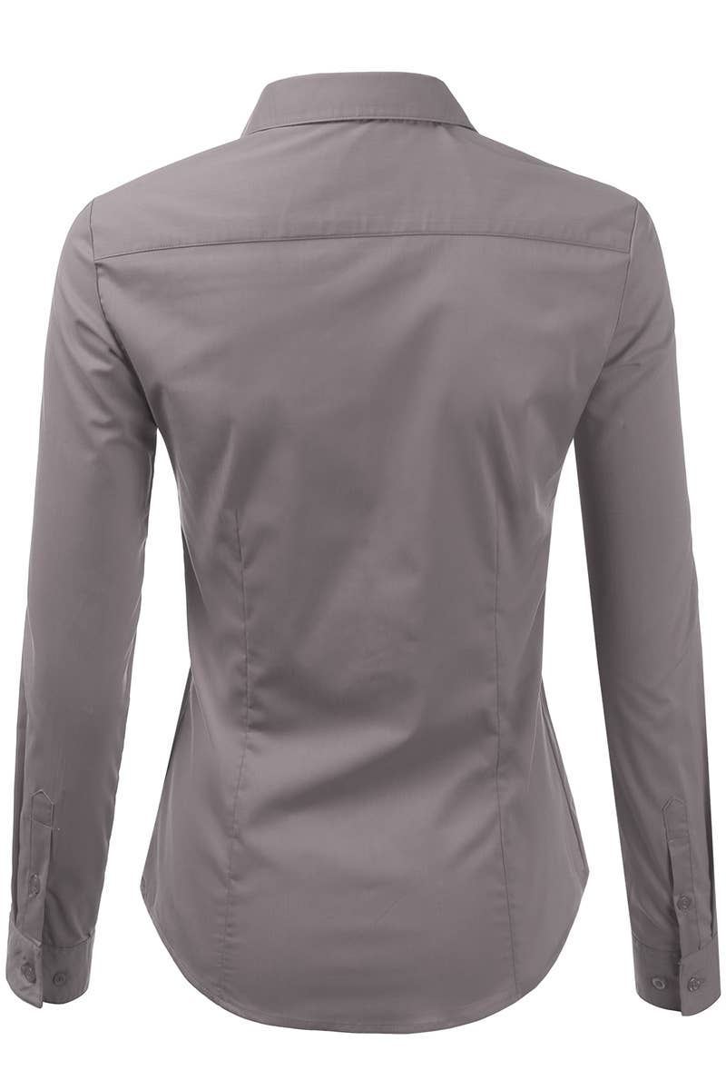 CWTSTL708_Basic Slim Fit Simple LongSleeve Button Down Shirt