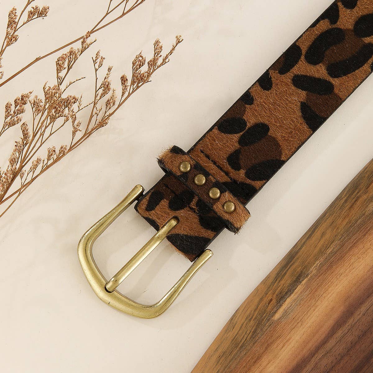 LEOPARD PRINT INLAID CLAW NAIL FASHION BELT