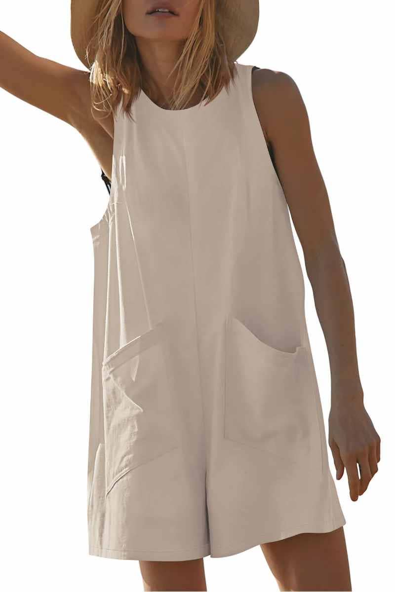 CWSJS1138_SUMMER SLEEVELESS CASUAL POCKET ROMPER