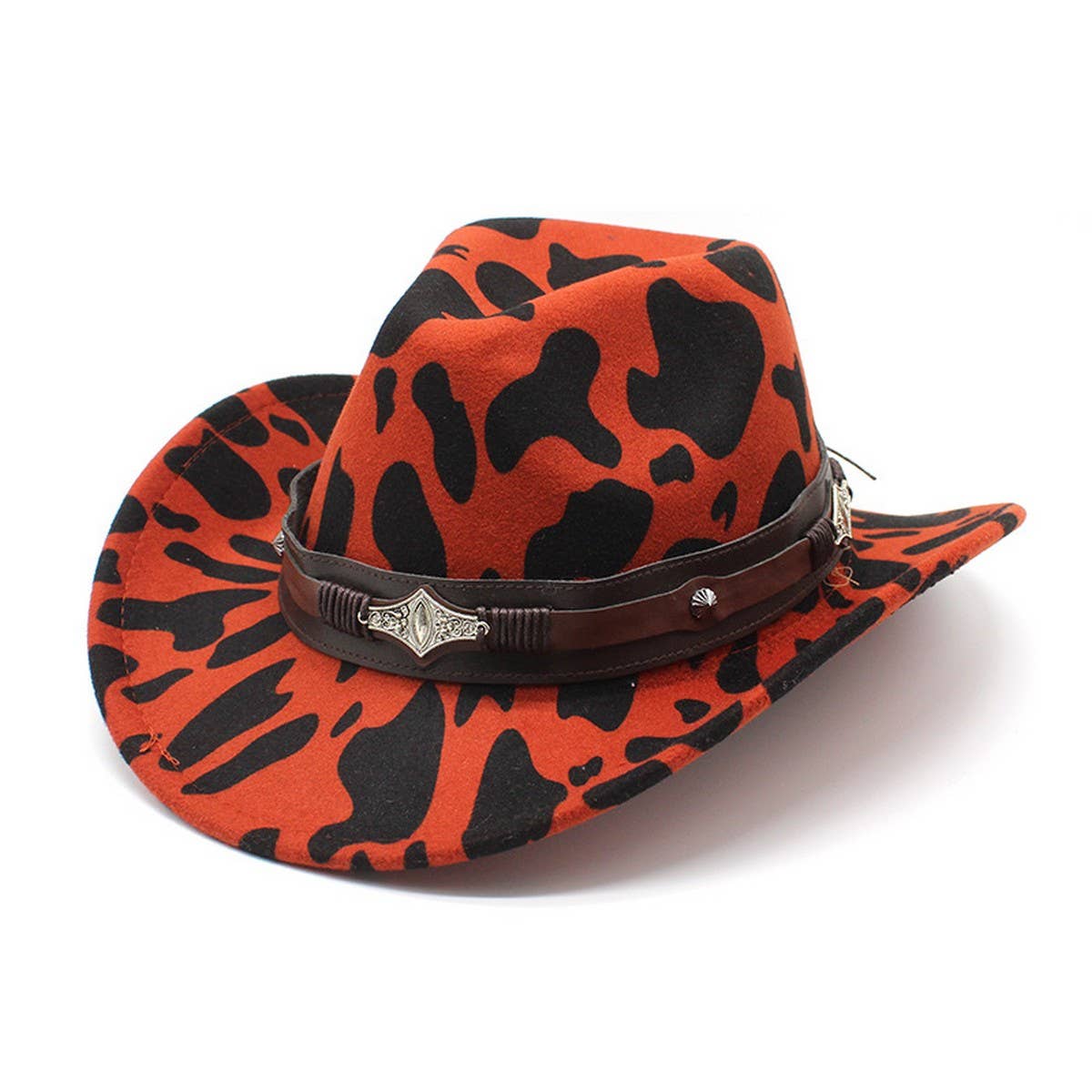 THICKENED COW PATTERN CURLED BRIM DENIM HAT_CWAH2538