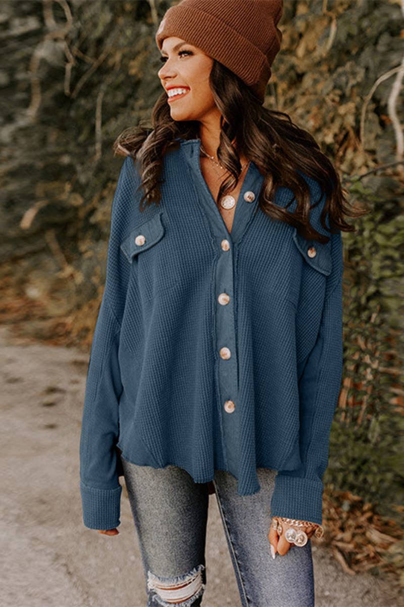 CWTSTL2380_SPRING AUTUMN BUTTON MEDITATION SHIRT TOP