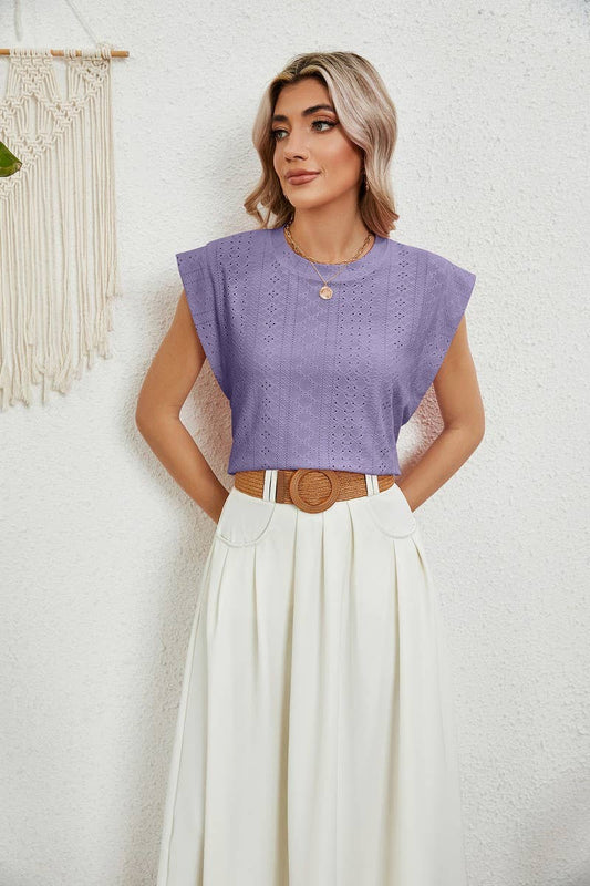 CWTBLS0861_ROUND NECK RAGLAN SLEEVE SOLID COLOR CASUAL TOP