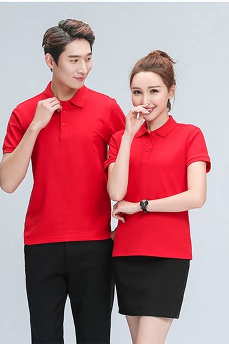 CWTBLS02444_SOLID COLOR CASUAL SHORT-SLEEVED POLO SHIRT