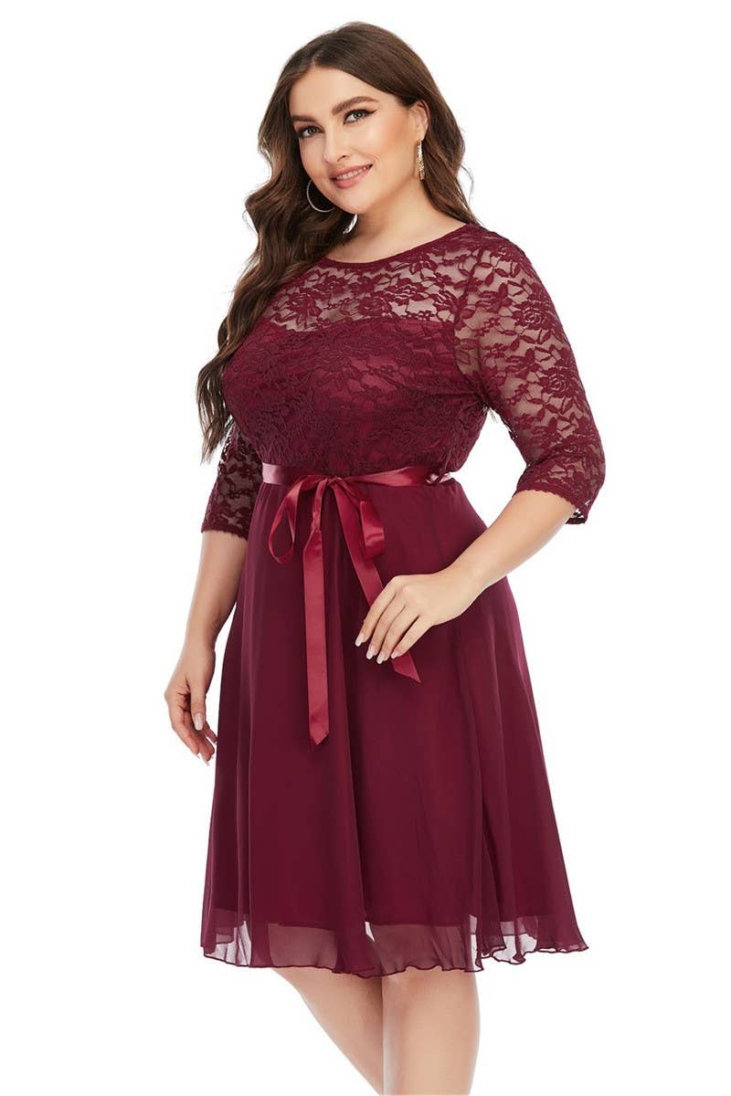 CWDMD3227_PLUS SIZED LACE CHIFFON PANEL EVENING GOWN DRESS