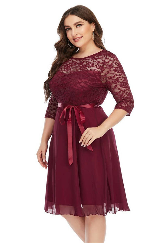 CWDMD3227_PLUS SIZED LACE CHIFFON PANEL EVENING GOWN DRESS