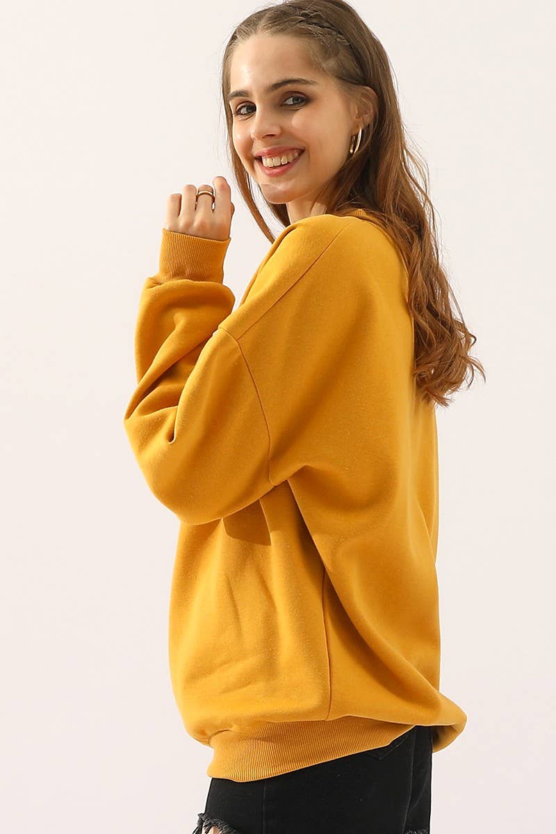 CWTTL902_CREW NECK LONG SLEEVE PULLOVER SWEATSHIRT TOPS