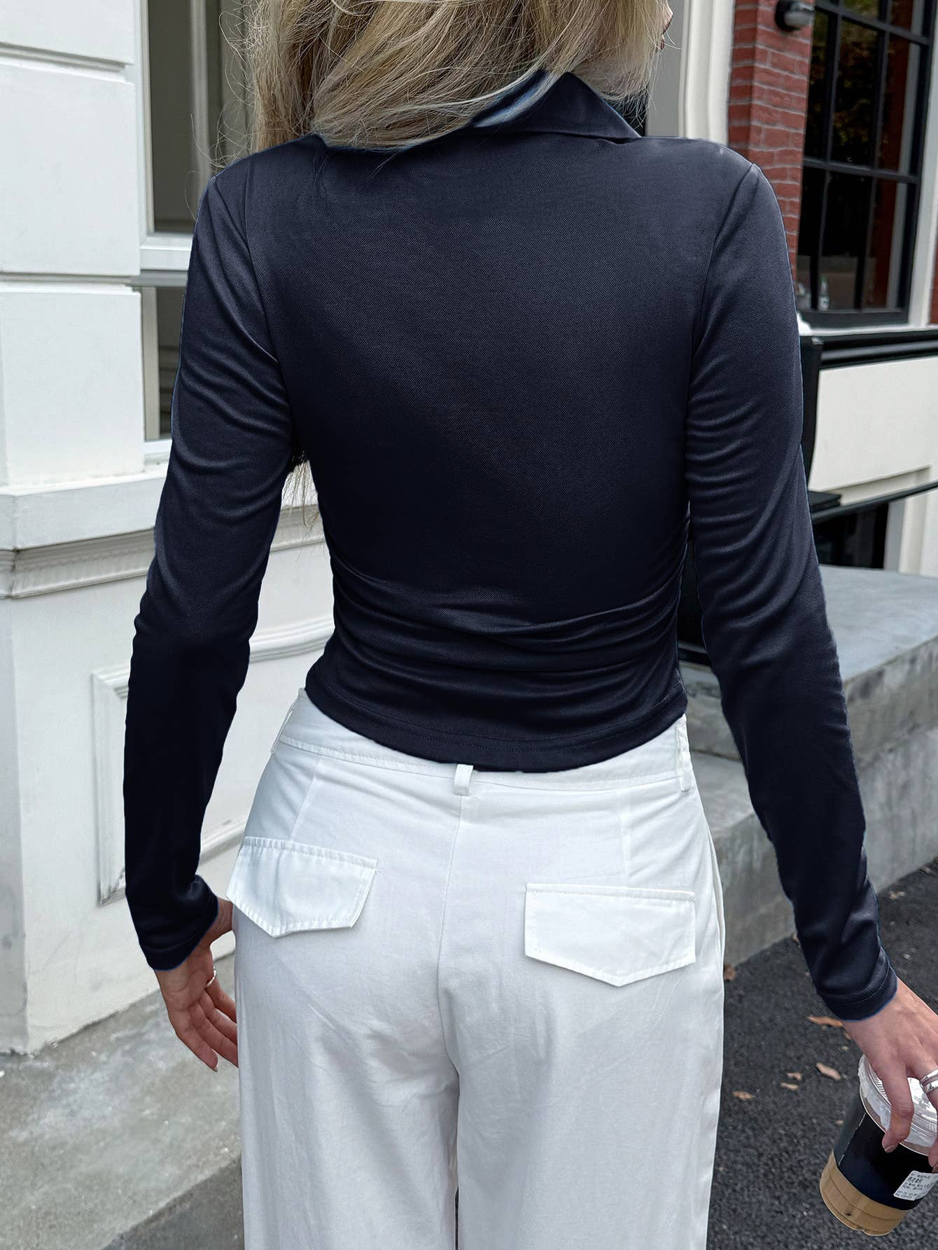 Casual commuting solid-color long-sleeved shirt