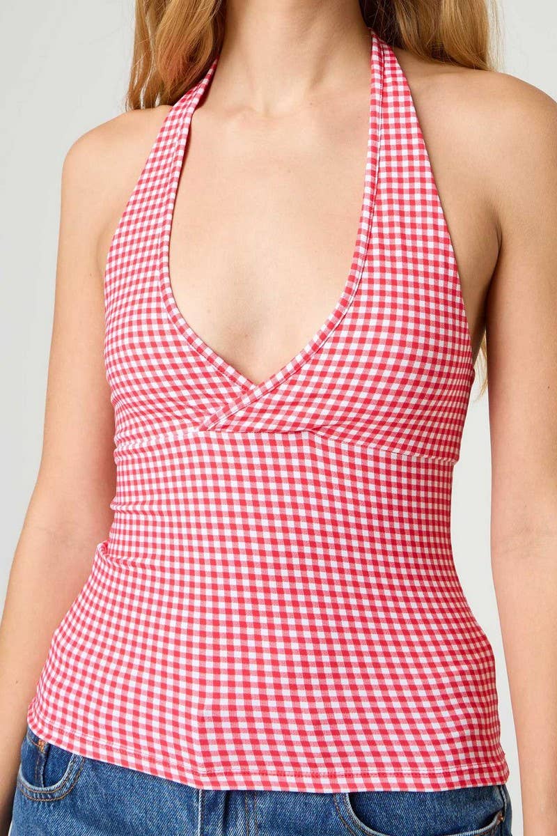 CWTHT0255_SEXY SLIM FIT HALTER CASUAL TANK TOP