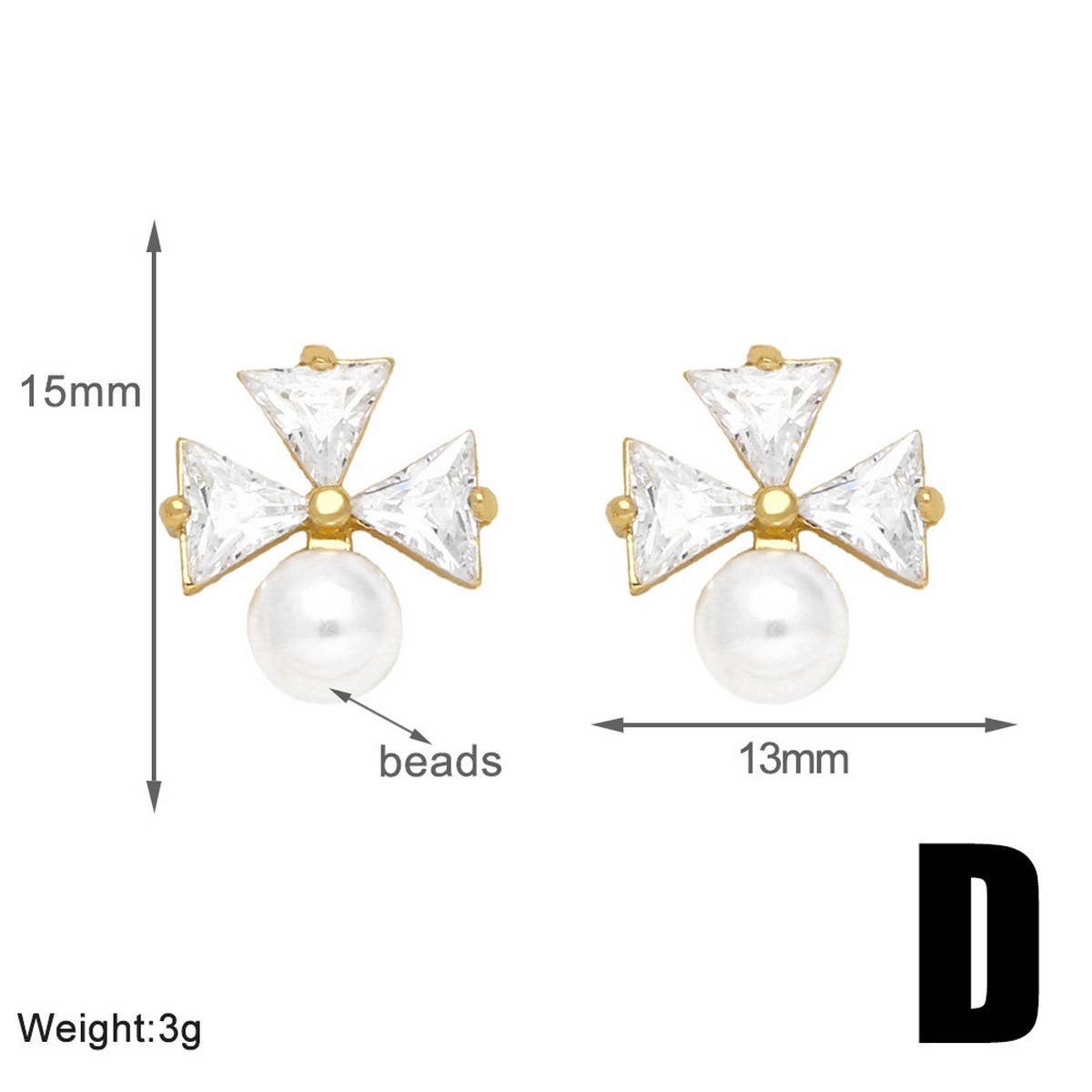 COPPER PLATED 18K GOLD FLOWER PEARL EARRINGS