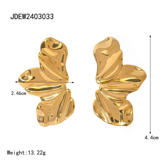 18K GOLD STAINLESS STEEL GOLDEN PETAL EARRINGS_CWMM2345