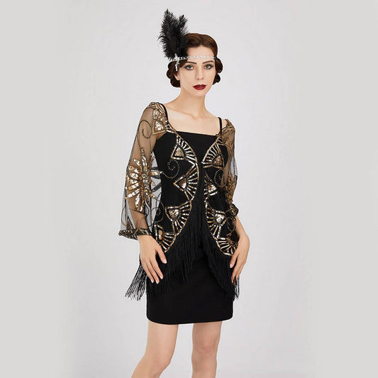 Beaded Sequin Midi Shawl ??Vintage Evening Cover_CWMM8956