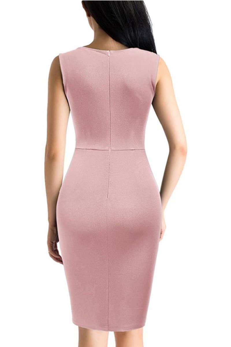 CWDSD7144_SLEEVELESS SEQUIN PANEL SLIM SLIT DRESS