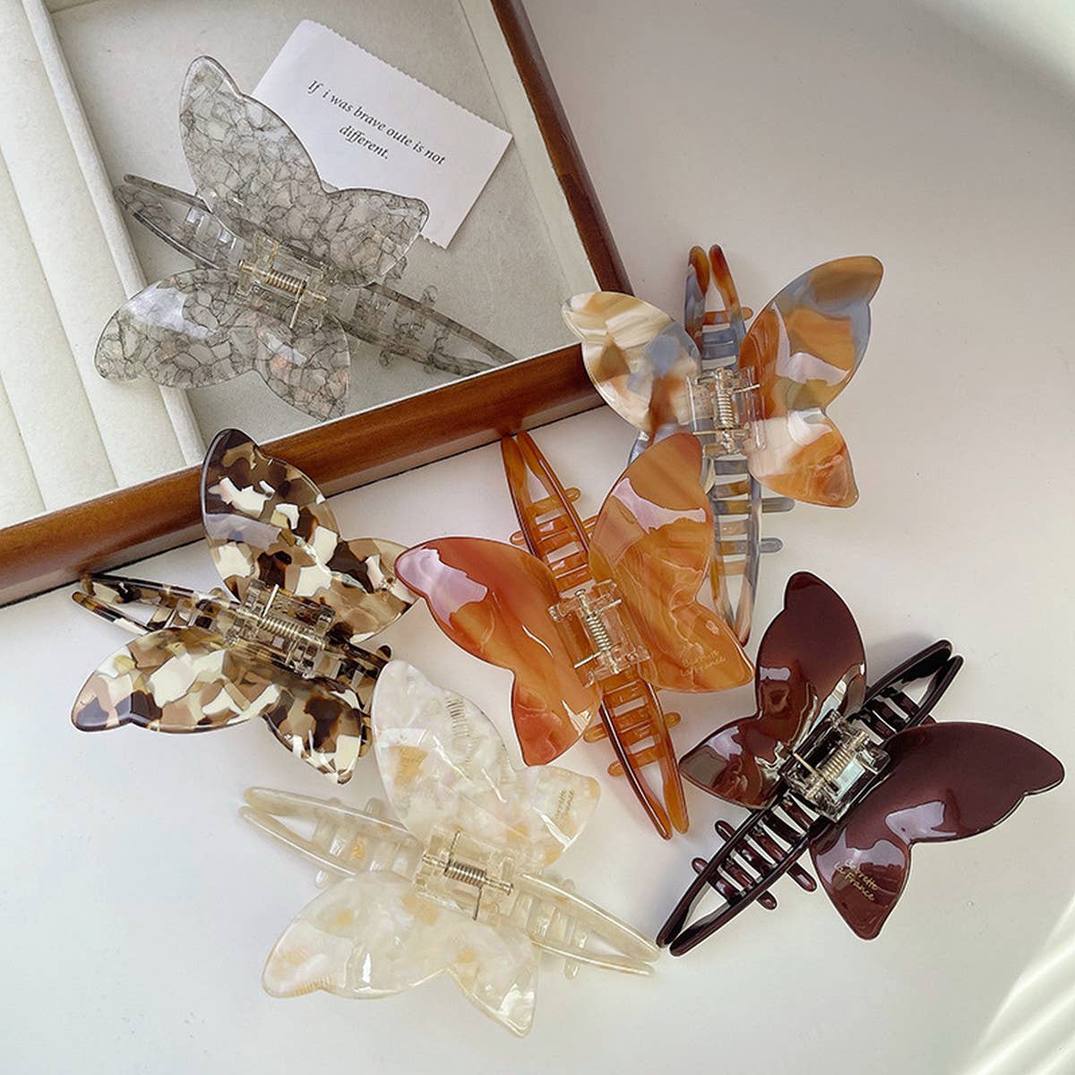 ALL-MATCH BROWN BUTTERFLY WING HAIR CLIP_CWAHA1330